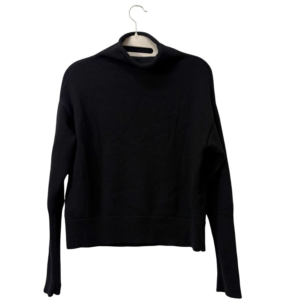 Babaton Wilfred Black Roll Neck Turtleneck 100% Merino Wool Sweater Small
